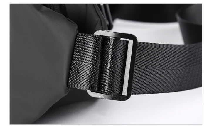 Functional Cross-body Men's Work Clothes One-shoulder Backpack in black color with multiple pockets and water-resistant design