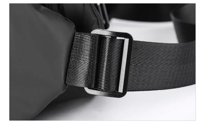 Functional Cross-body Men's Work Clothes One-shoulder Backpack in black color with multiple pockets and water-resistant design