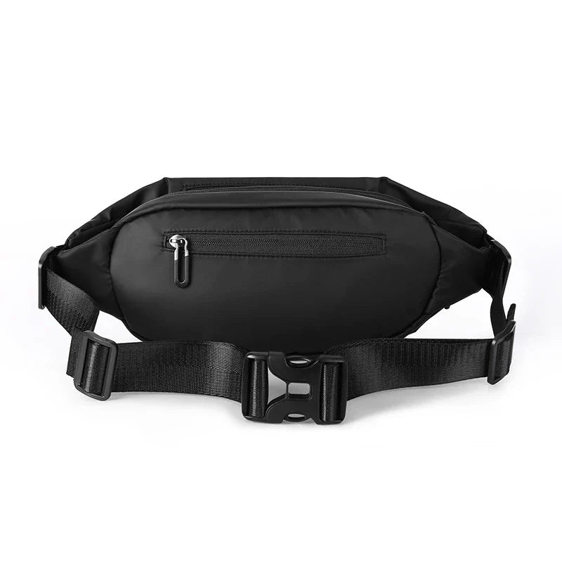 Functional Cross-body Men's Work Clothes One-shoulder Backpack in black color with multiple pockets and water-resistant design