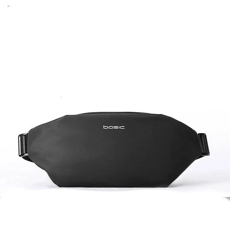 Functional Cross-body Men's Work Clothes One-shoulder Backpack in black color with multiple pockets and water-resistant design