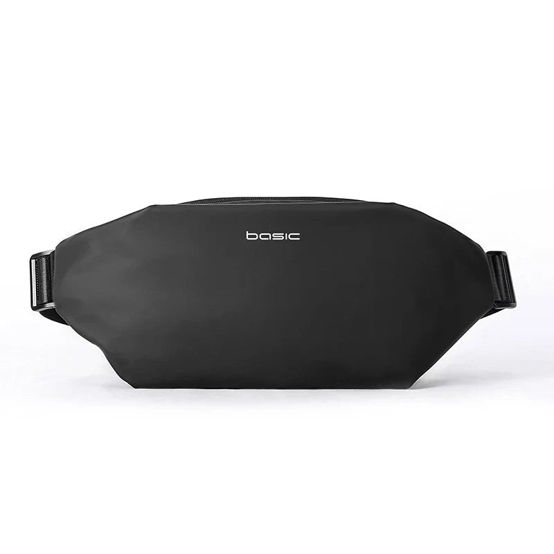 Functional Cross-body Men's Work Clothes One-shoulder Backpack in black color with multiple pockets and water-resistant design