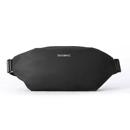 Functional Cross-body Men's Work Clothes One-shoulder Backpack in black color with multiple pockets and water-resistant design