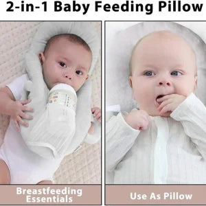 Nursing Cushion - Baby Feeding Pillow with bottle holder and neck support for comfortable, hands-free feeding