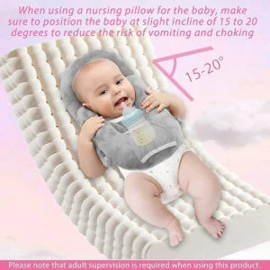 Nursing Cushion - Baby Feeding Pillow with bottle holder and neck support for comfortable, hands-free feeding