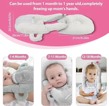 Nursing Cushion - Baby Feeding Pillow with bottle holder and neck support for comfortable, hands-free feeding