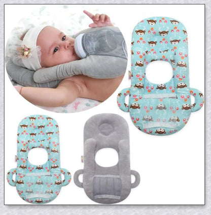 Nursing Cushion - Baby Feeding Pillow with bottle holder and neck support for comfortable, hands-free feeding