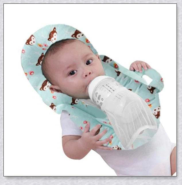 Nursing Cushion - Baby Feeding Pillow with bottle holder and neck support for comfortable, hands-free feeding