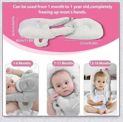 Nursing Cushion - Baby Feeding Pillow with bottle holder and neck support for comfortable, hands-free feeding