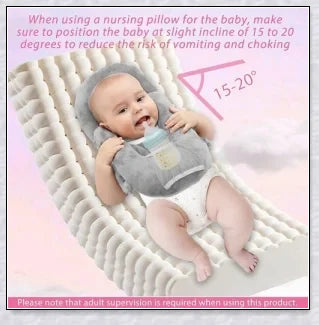 Nursing Cushion - Baby Feeding Pillow with bottle holder and neck support for comfortable, hands-free feeding