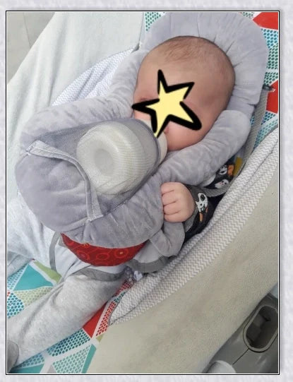 Nursing Cushion - Baby Feeding Pillow with bottle holder and neck support for comfortable, hands-free feeding