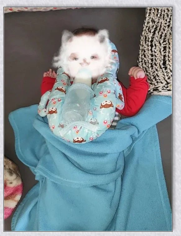 Nursing Cushion - Baby Feeding Pillow with bottle holder and neck support for comfortable, hands-free feeding