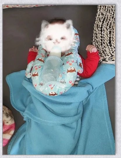 Nursing Cushion - Baby Feeding Pillow with bottle holder and neck support for comfortable, hands-free feeding