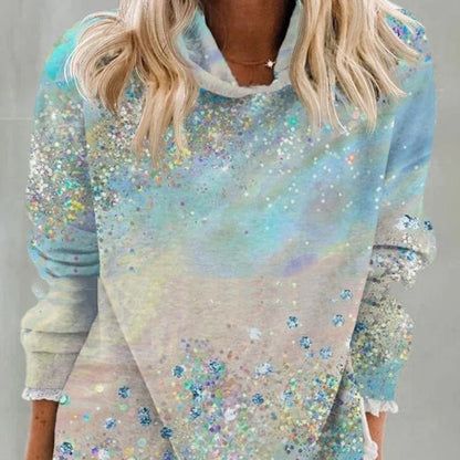 A cozy and stylish abstract printed hooded long sleeve sweater from Trendha