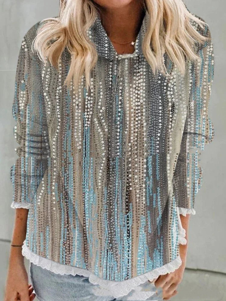 A cozy and stylish abstract printed hooded long sleeve sweater from Trendha