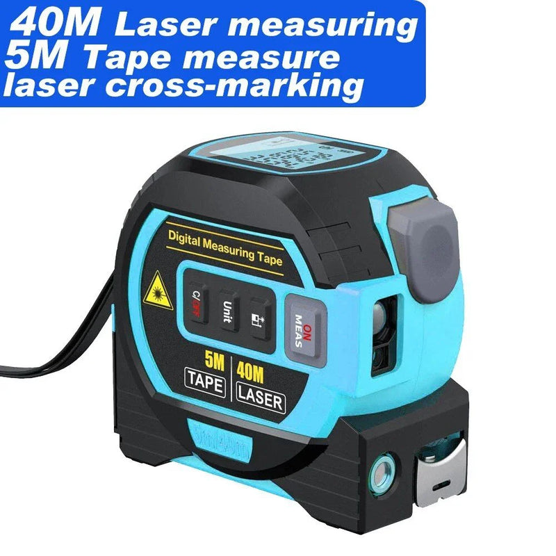 Hhomeenjoy Multi-Function Laser Distance Meter with 5m Tape Measure and Cross-Marking