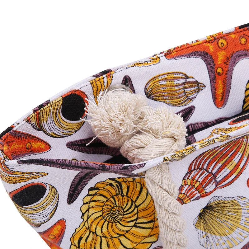 Hhomeenjoy Canvas Beach Star Print Handbag