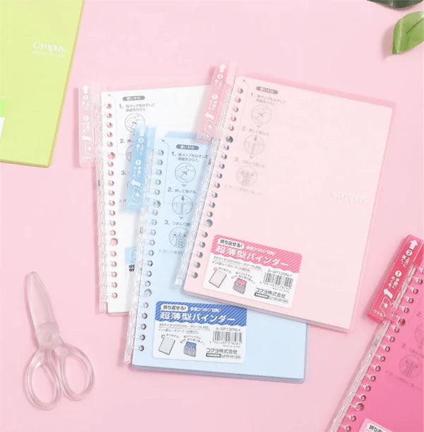 Kokuyo Campus Easy-Carry Slim Binder with smart ring system for flexible paper organization and lightweight, slim design for portability