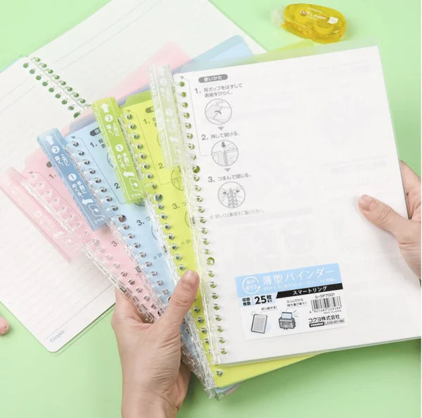 Kokuyo Campus Easy-Carry Slim Binder with smart ring system for flexible paper organization and lightweight, slim design for portability