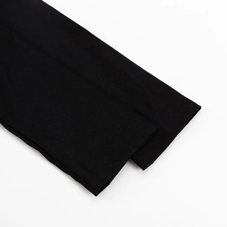 Black and white contrast color split doll collar long sleeve dress with A-line silhouette