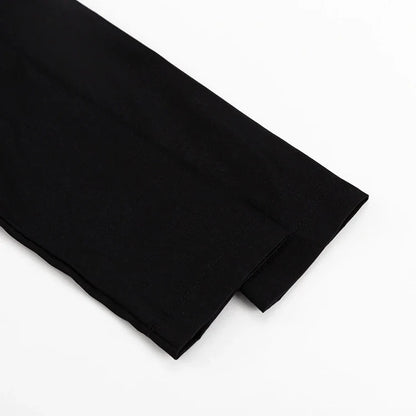 Black and white contrast color split doll collar long sleeve dress with A-line silhouette