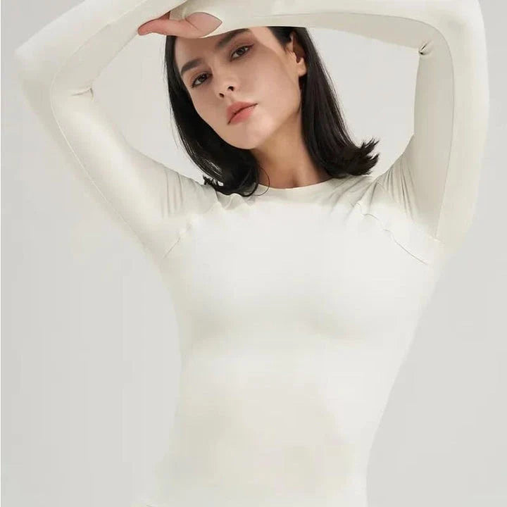 Women's Nylon Gym Top Yoga Shirt in Coffee Color with Breathable Fabric and Flexible Fit