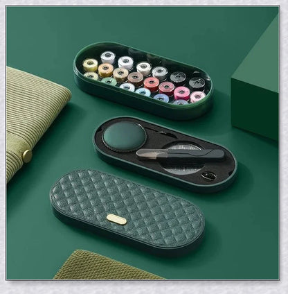 Sewingo Ultimate Sewing Kit with retractable tape measure, scissors, needles, and vibrant thread coils