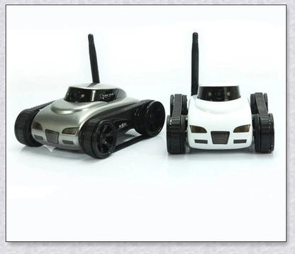 A compact, remote-controlled electric tank car with a high-quality camera for capturing stunning photos and live video
