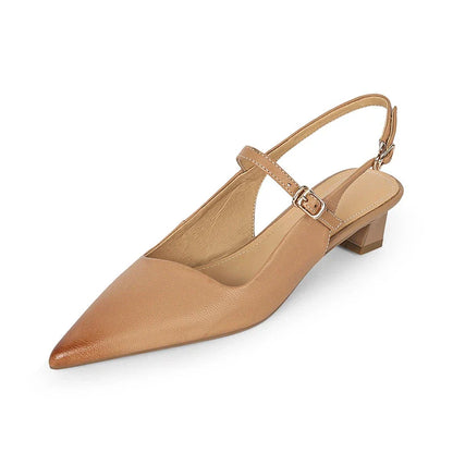 Luxurious genuine leather high heel sandals for women with a stylish square heel and buckle closure