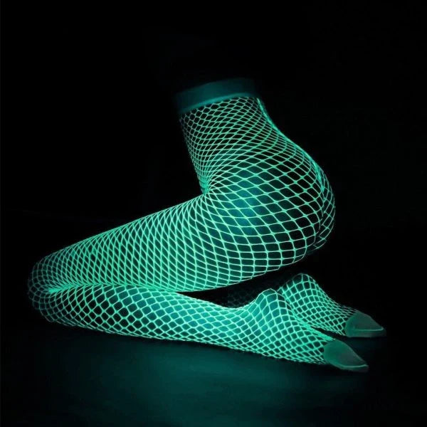 Glowtights Luminous Fishnet Stockings with a unique glow-in-the-dark fishnet pattern