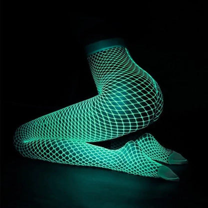 Glowtights Luminous Fishnet Stockings with a unique glow-in-the-dark fishnet pattern