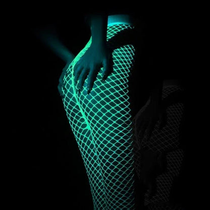 Glowtights Luminous Fishnet Stockings with a unique glow-in-the-dark fishnet pattern