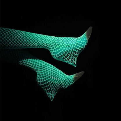 Glowtights Luminous Fishnet Stockings with a unique glow-in-the-dark fishnet pattern