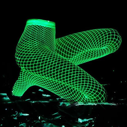 Glowtights Luminous Fishnet Stockings with a unique glow-in-the-dark fishnet pattern