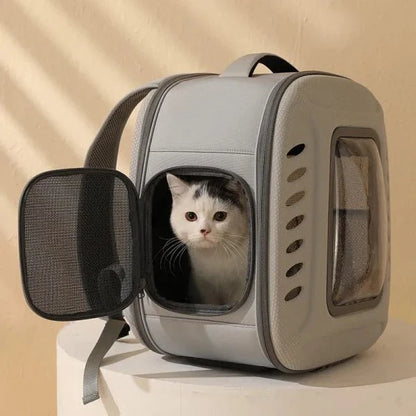 Compact and breathable cat carrier backpack with ample ventilation and cozy interior for comfortable pet travel