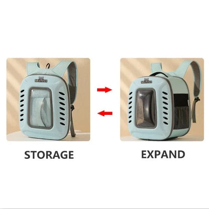 Compact and breathable cat carrier backpack with ample ventilation and cozy interior for comfortable pet travel