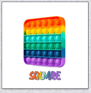 Pop Bubble Fidget Toy in various vibrant colors and shapes, perfect for stress relief, skill development, and competitive gameplay