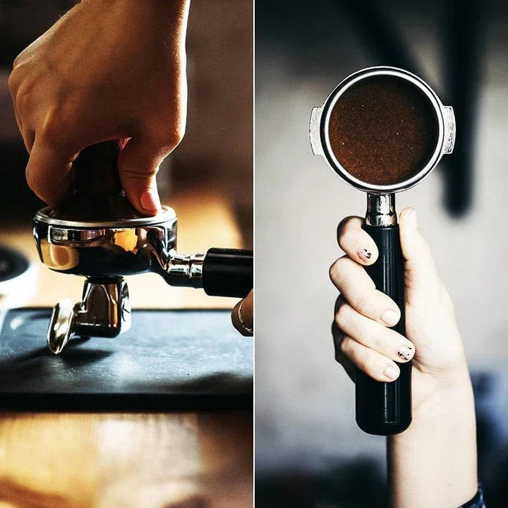 Premium metal coffee tamper with stainless steel construction and ergonomic design for consistent, high-quality espresso preparation