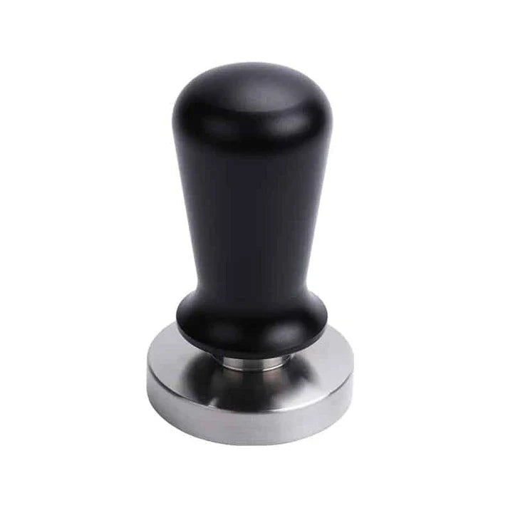 Premium metal coffee tamper with stainless steel construction and ergonomic design for consistent, high-quality espresso preparation