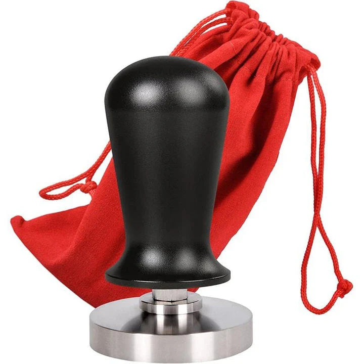 Premium metal coffee tamper with stainless steel construction and ergonomic design for consistent, high-quality espresso preparation