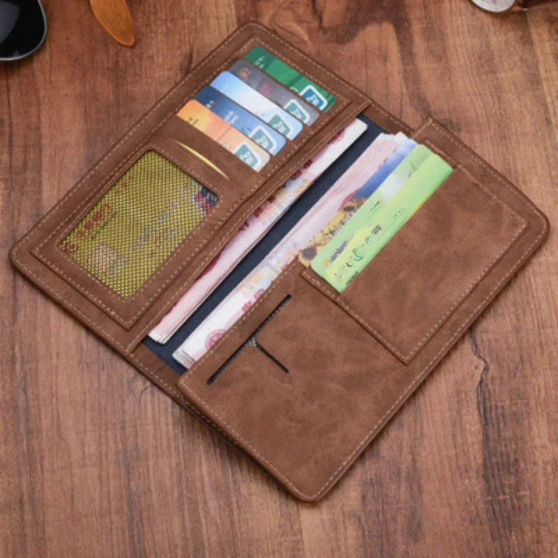 Genuine leather men's wallet with multiple compartments and sleek design