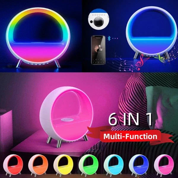 Atmosphere Lamp Bluetooth Speaker with customizable alarm, sound machine, ambient lighting, and weather display