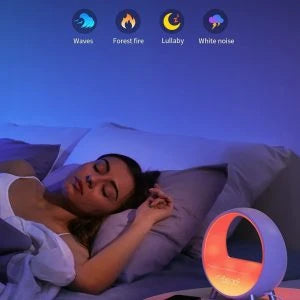 Atmosphere Lamp Bluetooth Speaker with customizable alarm, sound machine, ambient lighting, and weather display