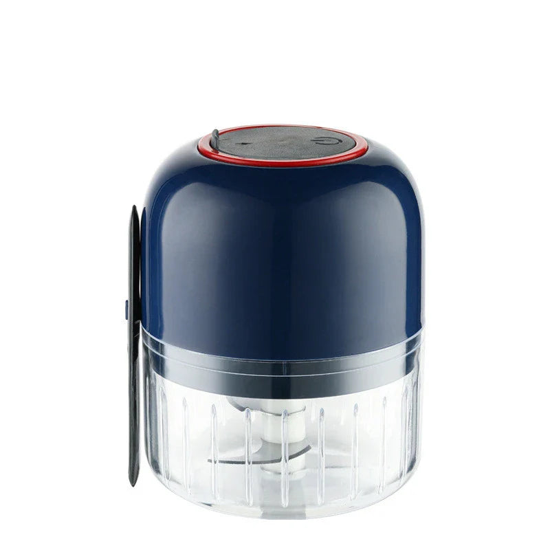 Electric garlic masher in blue color with USB charging option