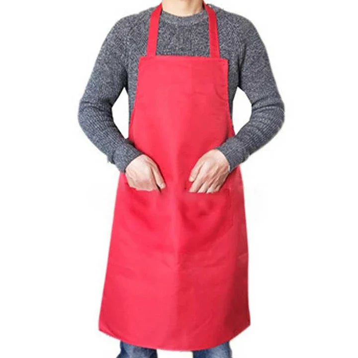 Colorful cooking apron with vibrant pattern, spacious front pocket, and adjustable neck and waist ties