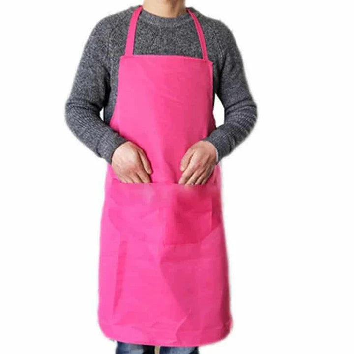 Colorful cooking apron with vibrant pattern, spacious front pocket, and adjustable neck and waist ties
