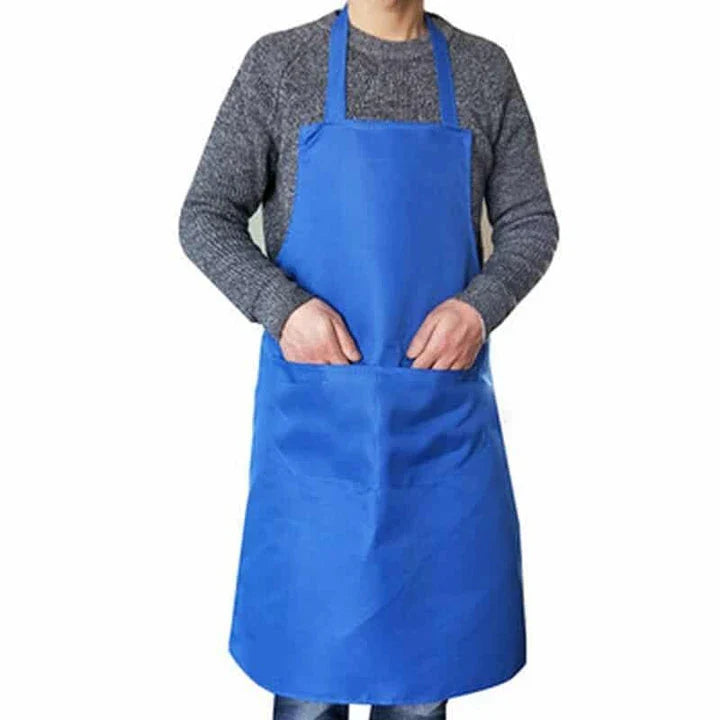 Colorful cooking apron with vibrant pattern, spacious front pocket, and adjustable neck and waist ties