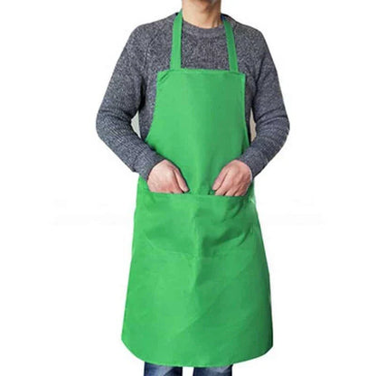Colorful cooking apron with vibrant pattern, spacious front pocket, and adjustable neck and waist ties