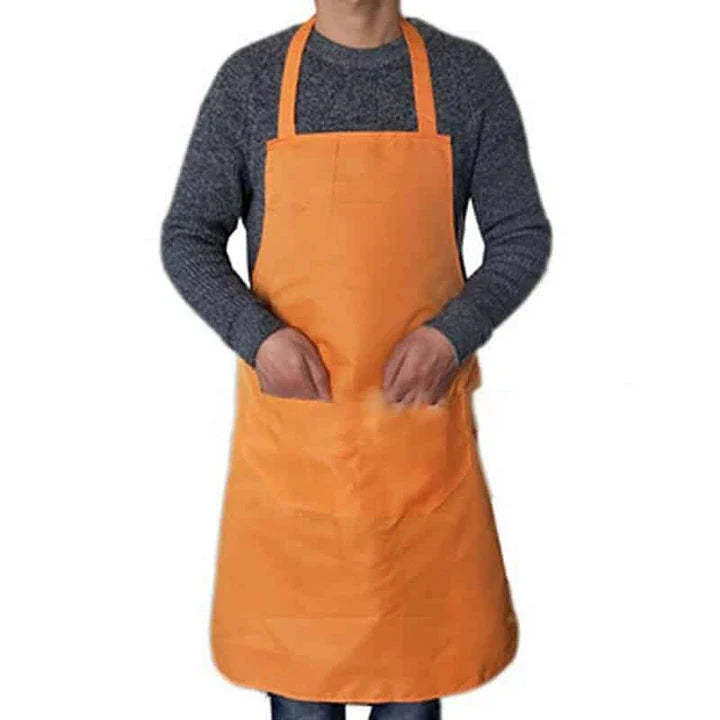 Colorful cooking apron with vibrant pattern, spacious front pocket, and adjustable neck and waist ties