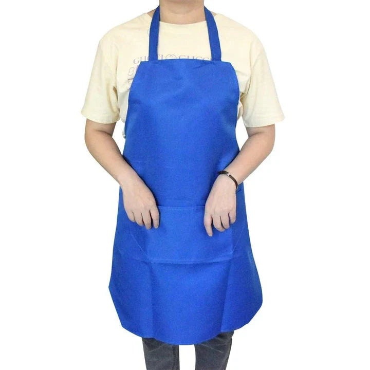 Colorful cooking apron with vibrant pattern, spacious front pocket, and adjustable neck and waist ties