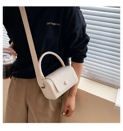 Fashionable portable square bag in various colors with a compact, minimalist design for everyday use